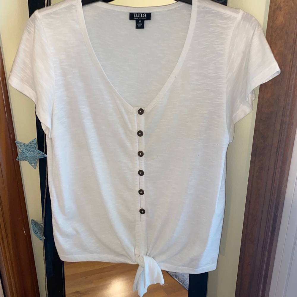 White button down short sleeved shirt